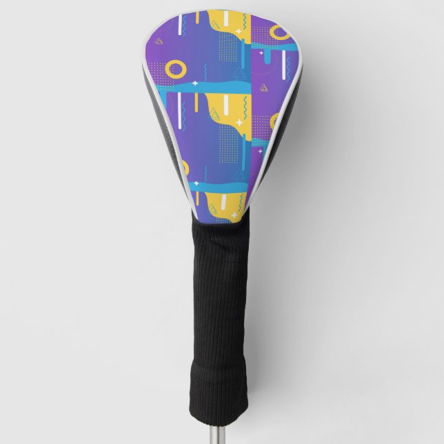 Niedliches Muster Farbenfrohe Minimaldesign Blau Golf Headcover (Vorderseite)