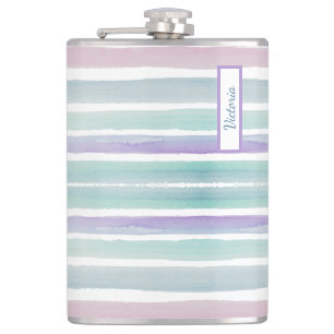 Niedliches Muster Farbstreifen Pink Blau Flachmann