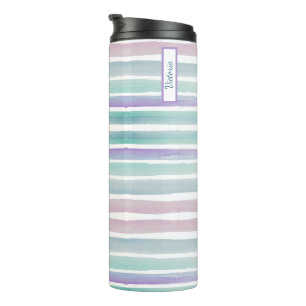 Niedliches Muster Farbstreifen Pink Blau Thermosbecher