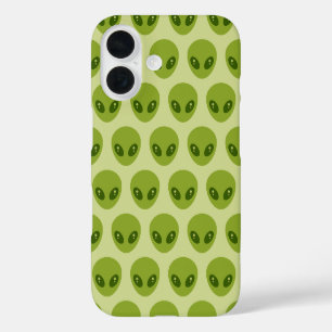Niedliches Muster für grüne Alien iPhone 16 Hülle