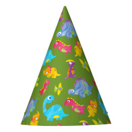 Niedliches Muster für Kinder Grünes Baby Dinosaur  Partyhütchen