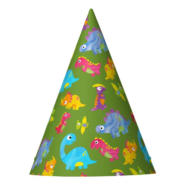 Niedliches Muster für Kinder Grünes Baby Dinosaur  Partyhütchen (Vorderseite)