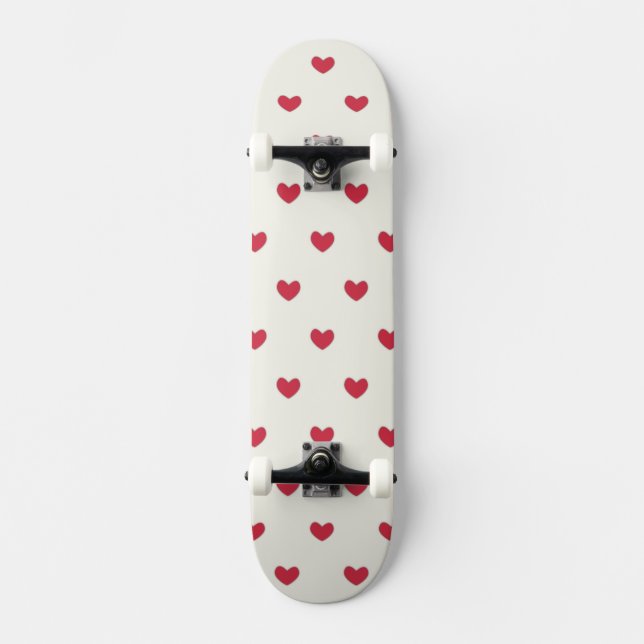 Niedliches Muster für rote Herzen Skateboard (Vorderseite)