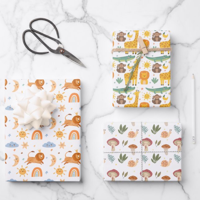 Niedliches Muster Geschenkpapier Set (Vorderseite)