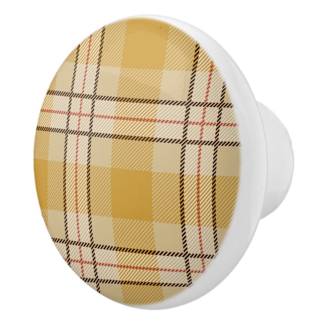 Niedliches Muster im britischen Stil Gelb Tartan k Keramikknauf (Rechts)