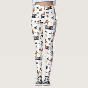 Niedliches Muster mit Fotos von Katzen und Kätzche Leggings