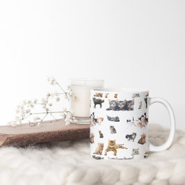 Niedliches Muster mit Fotos von Katzen und Kätzche Zweifarbige Tasse