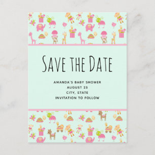 Niedliches Muster mit Kinderzimmern Save the Date Einladungspostkarte