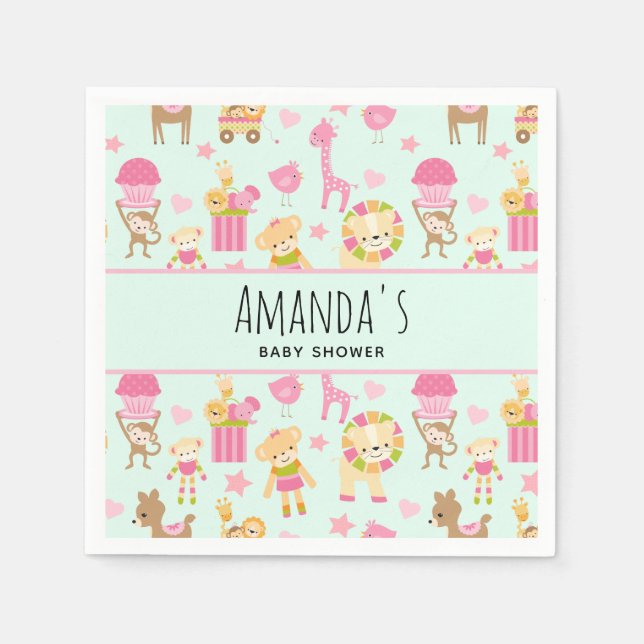 Niedliches Muster mit Whimsical Animals & Toys Dus Serviette (Vorderseite)