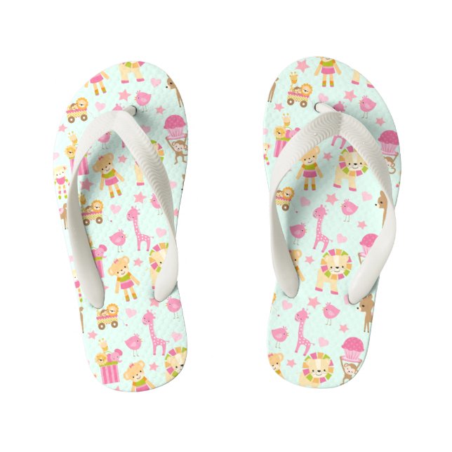 Niedliches Muster mit Whimsical Animals & Toys Kinderbadesandalen (Fußbett)