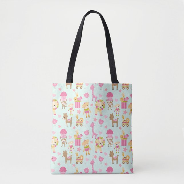 Niedliches Muster mit Whimsical Animals & Toys Tasche (Vorderseite)