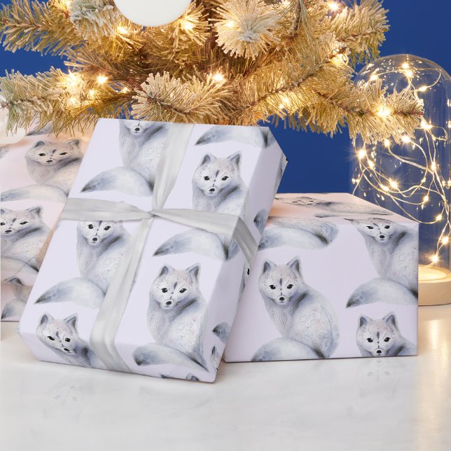 Niedliches Muster - Nordic Fox mit floralen Markie Geschenkpapier (Feiertage)
