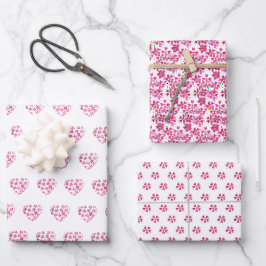 Niedliches Muster Rosa Farbige Blume Wasserfarbe Geschenkpapier Set