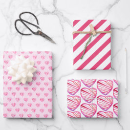 Niedliches Muster Rosa Farbige Blume Wasserfarbe Geschenkpapier Set