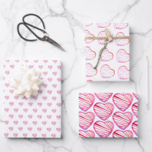 Niedliches Muster Rosa Farbige Blume Wasserfarbe Geschenkpapier Set