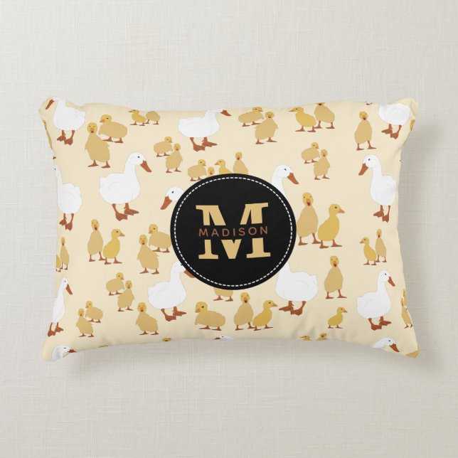 Niedliches Muttertier Muster Monogramm Dekokissen (Vorderseite)