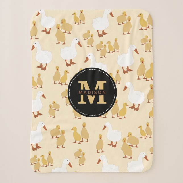 Niedliches Muttertier Muster Monogramm Sherpadecke (Vorderseite)