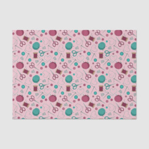 Niedliches nähendes Themed Muster-Rosa Seidenpapier