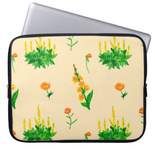 Niedliches nahtloses Blumenmuster mit von Hand gez Laptopschutzhülle