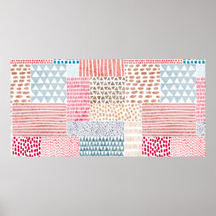 Niedliches nahtloses Muster im Patchwork-Stil. Ein Poster