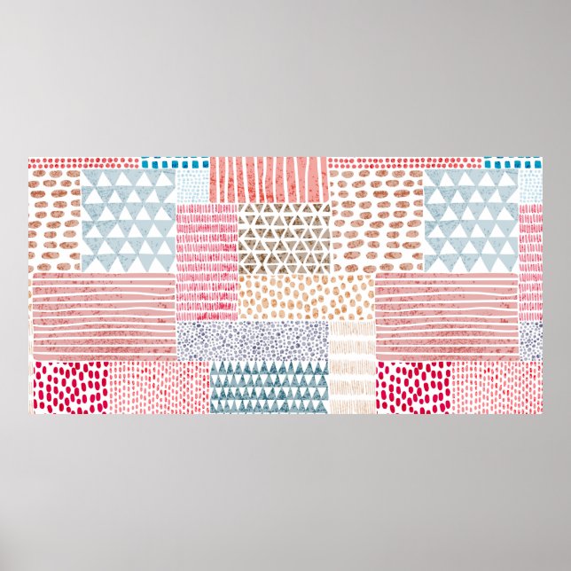 Niedliches nahtloses Muster im Patchwork-Stil. Ein Poster (Vorne)