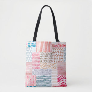 Niedliches nahtloses Muster im Patchwork-Stil. Ein Tasche