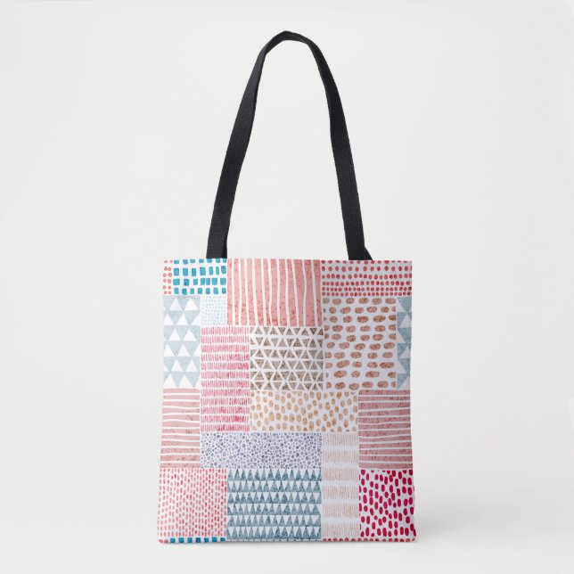 Niedliches nahtloses Muster im Patchwork-Stil. Ein Tasche (Vorderseite)