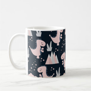 Niedliches nahtloses Muster mit rosa Dinosauriern Kaffeetasse