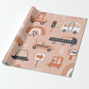 Niedliches nahtloses Muster mit Spielzeugautos. Ca Geschenkpapier