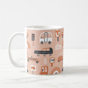 Niedliches nahtloses Muster mit Spielzeugautos. Ca Kaffeetasse