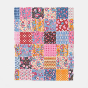 Niedliches nahtloses Patchwork-Muster Fleecedecke
