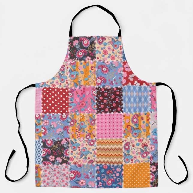 Niedliches nahtloses Patchwork-Muster Schürze (Vorderseite)