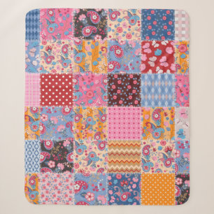 Niedliches nahtloses Patchwork-Muster Sherpadecke