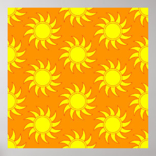 Niedliches nahtloses Sonnenmuster. Doodle Hand gez Poster