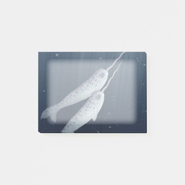 Niedliches Narwhals, das zusammen Underwater Post-it Klebezettel (Vorderseite)