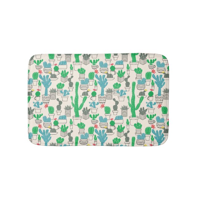 Niedliches natürliches Blumenkaktus-Muster Badematte (Vorderseite)