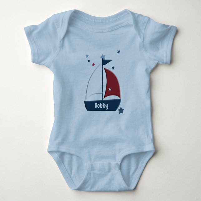 Niedliches Nautic Sailboat Custom Baby Baby Strampler (Vorderseite)
