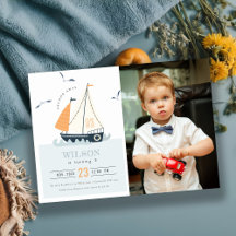 Niedliches Nautic Sailboat Kinder Foto Geburtstag