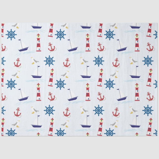 Niedliches Nautic Sailing Seidenpapier (Vorderseite)