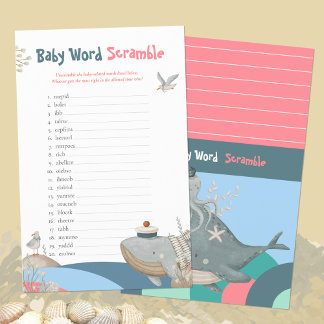 Niedliches Nautic Word Scramble Pink Baby Showspie