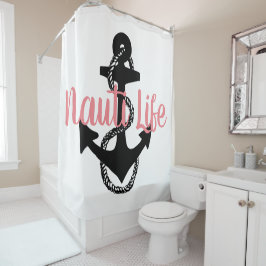 niedliches, nautisches NAUTI LIFE-Skript + Anker | Duschvorhang
