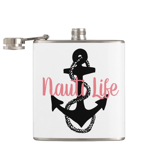 niedliches, nautisches NAUTI LIFE-Skript mit Anker Flachmann (Geöffnet)
