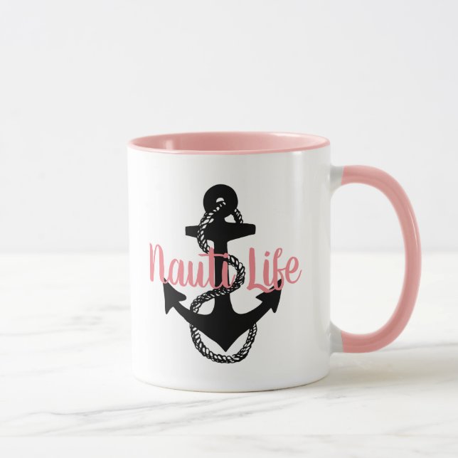 niedliches, nautisches NAUTI LIFE-Skript mit Anker Tasse (Rechts)