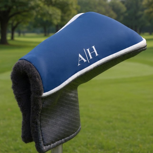 Niedliches Navy Blau und Weiß, moderne Monogramme Golf Headcover (Von Creator hochgeladen)