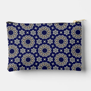 Niedliches Navy Blue White & Gold Mandala Dot Art Zubehörtasche