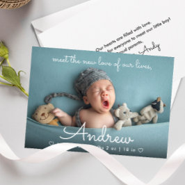 Niedliches neues Baby-Foto und Name Geburtsankündi Einladung