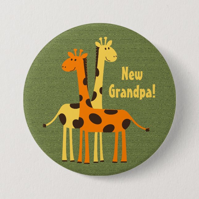 Niedliches neues Baby Großvater Giraffe Button (Vorderseite)