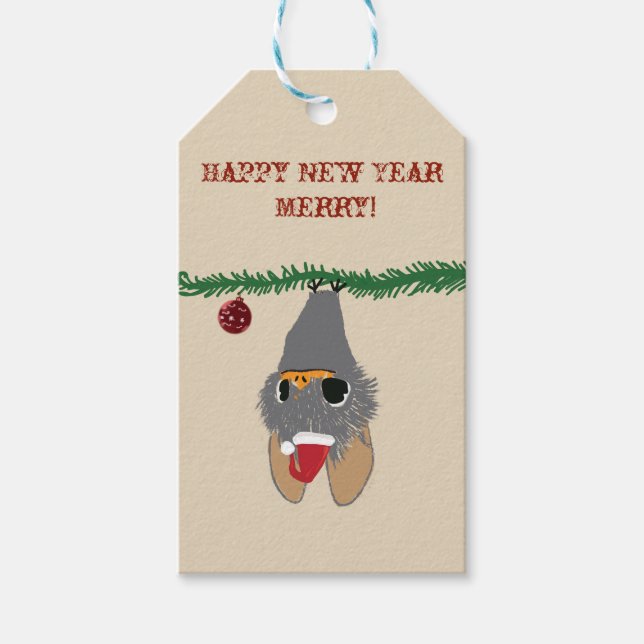 Niedliches neues Jahr, Begleitheitsmarken Geschenkanhänger (Vorderseite)
