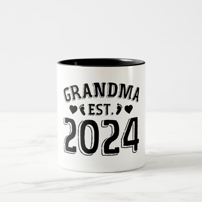 Niedliches neues Oma 2024 Zweifarbige Tasse (Mittel)