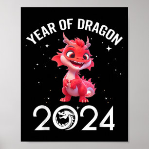 Niedliches Neujahr 2024 T-Shirt für Kindermädchen Poster